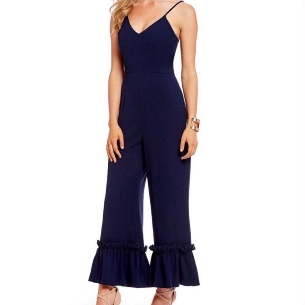 Gianni Bini navy ruffle jumpsuit size 0
 b77